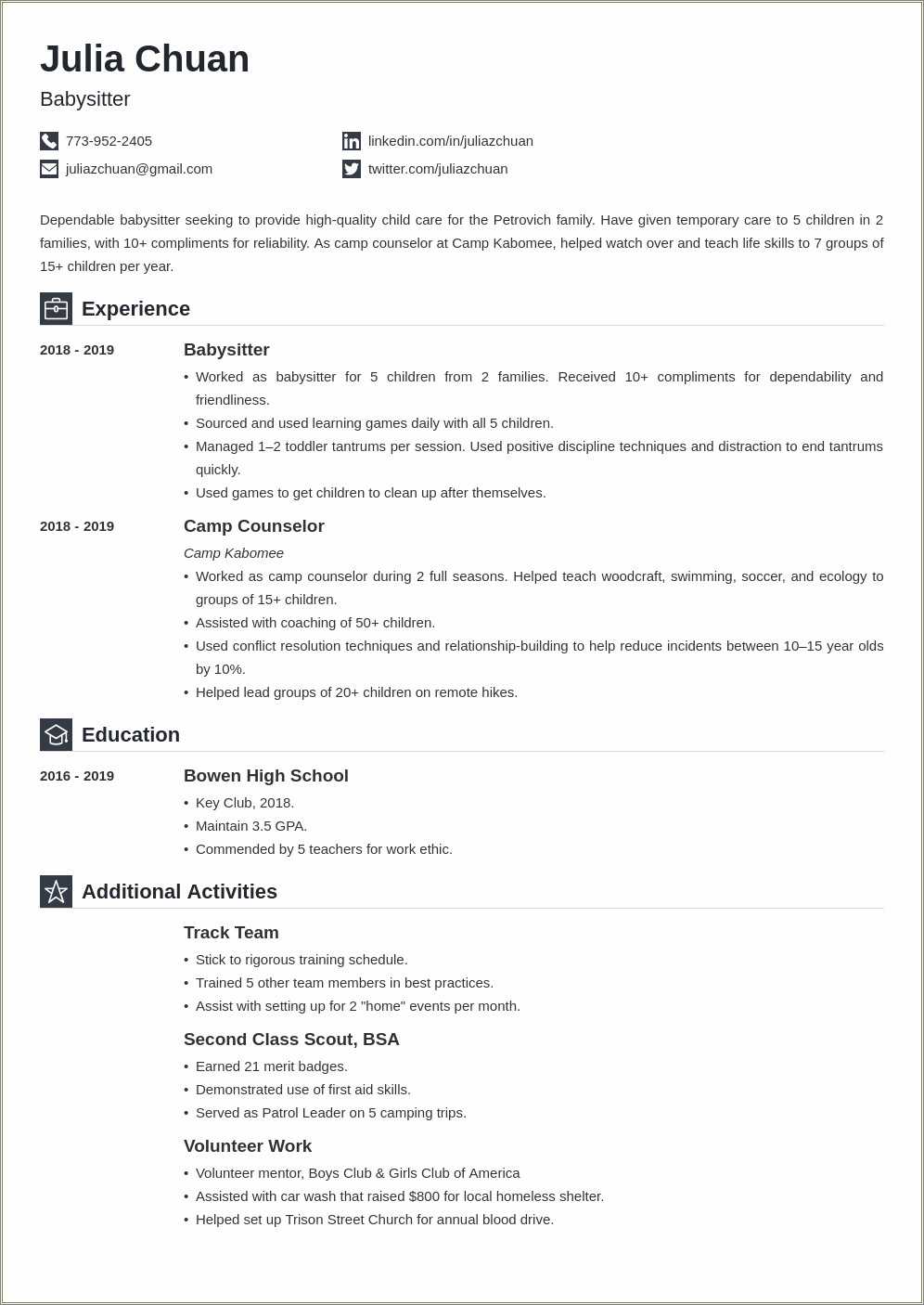 Example Of An Volunteer Resume Example