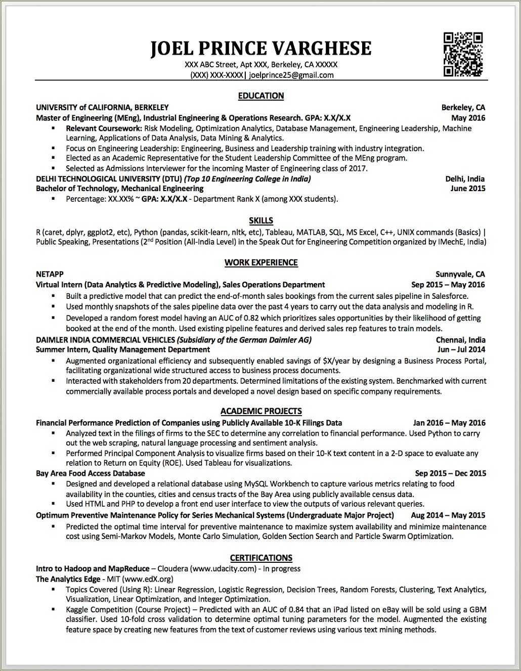 Example Of Applicant Resume For Fresh Graduate