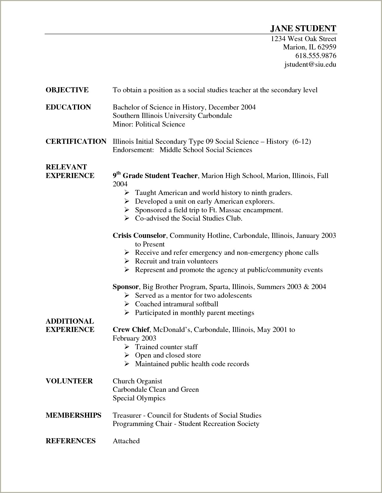 Example Of Preschool Volunteer Resume