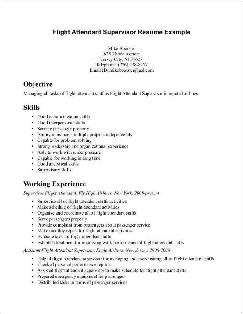 delta flight attendant resume sample