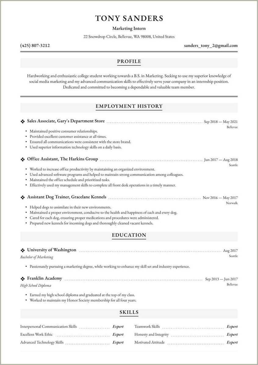 how to write resume with internship experience