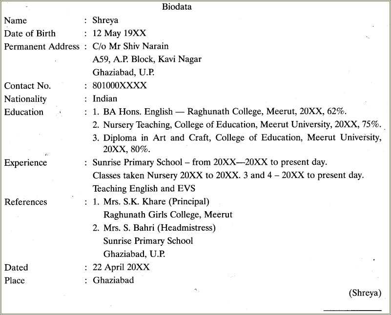 Example Of Resume Letter For Job Application