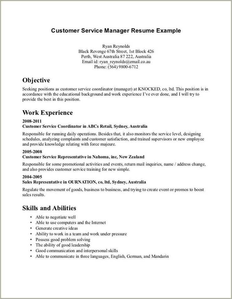 Example Of Resume Objective For Fast Food