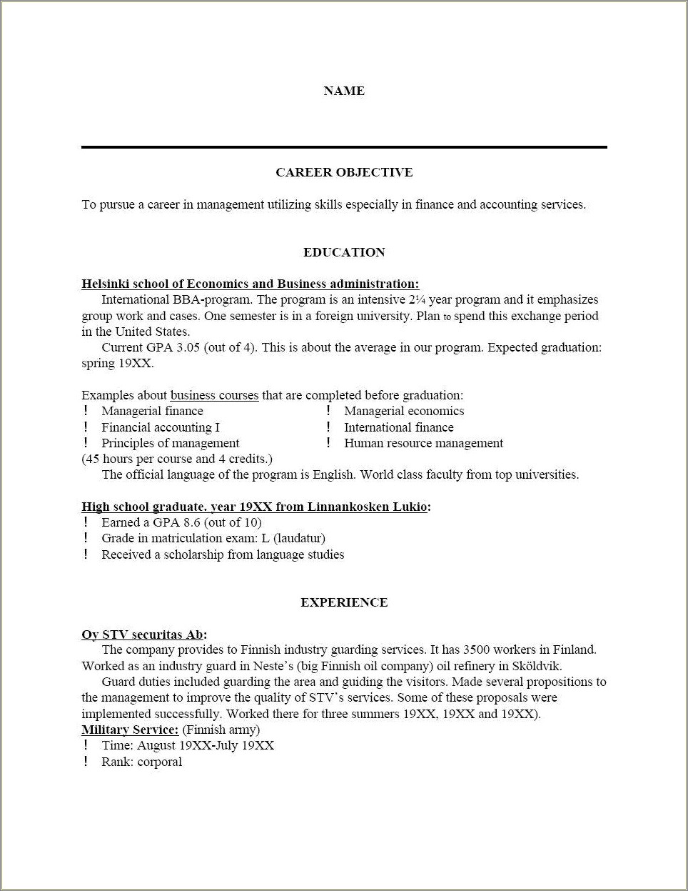 Example Of Simple Applicant Resume