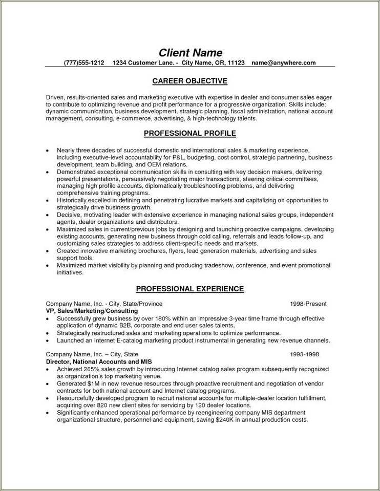 Examples For Objective For Resume