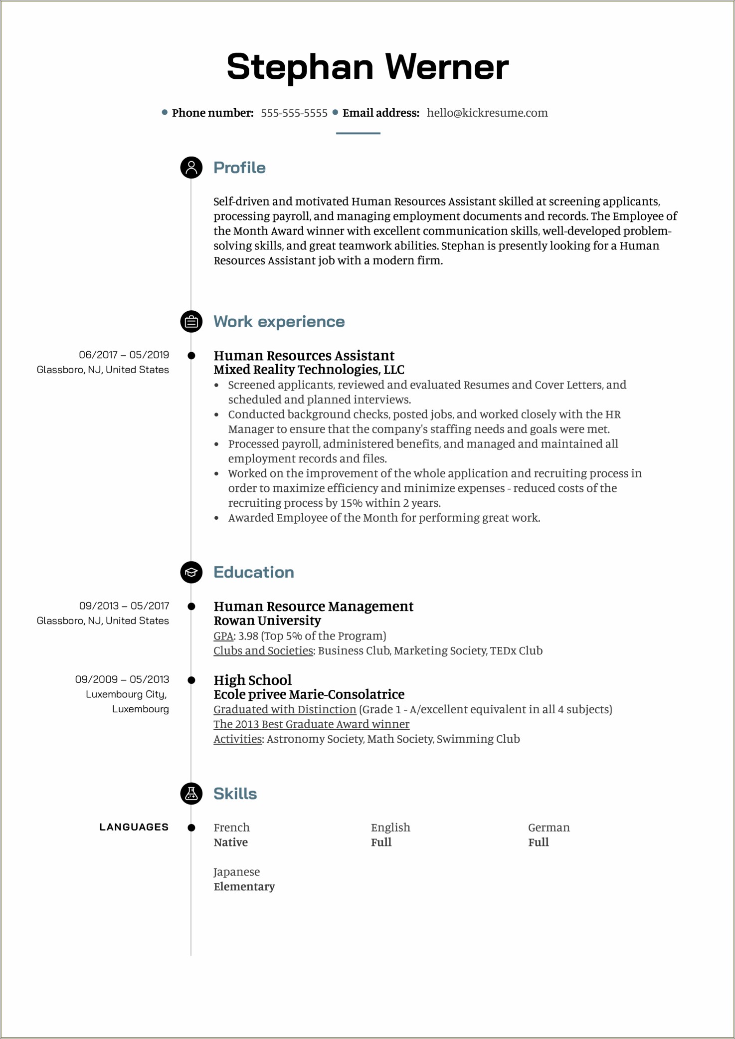Examples Of A Human Resources Resume Resume Example Gallery