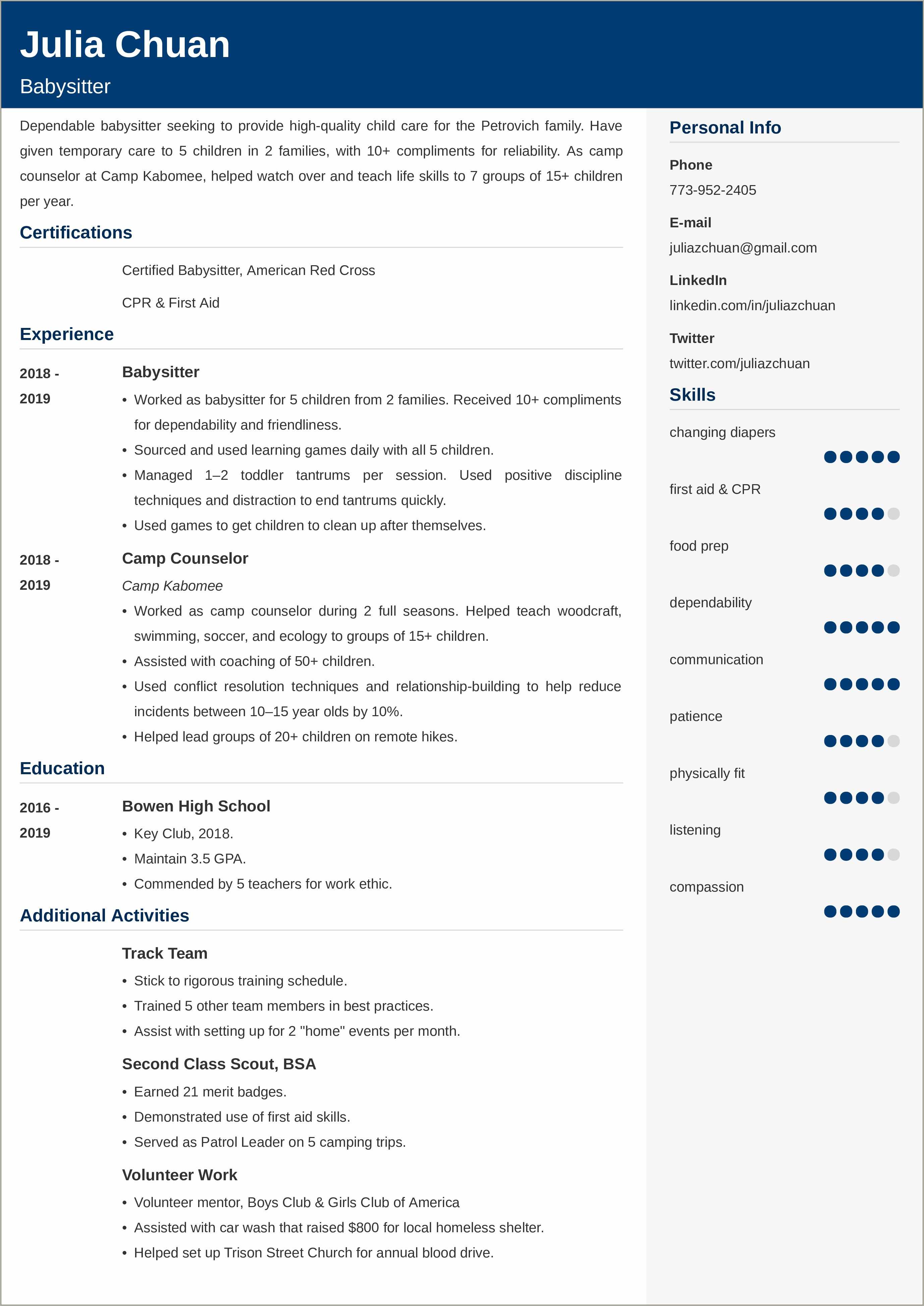 Examples Of Community Service To Put On Resume