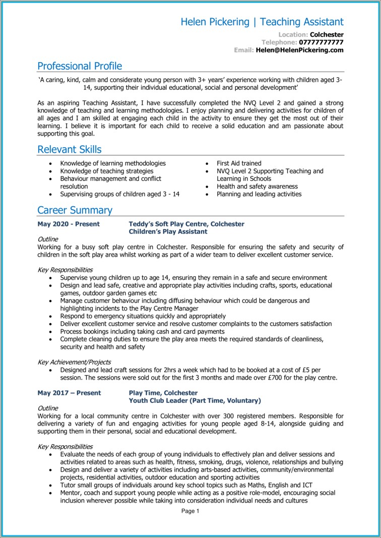 education support resume examples