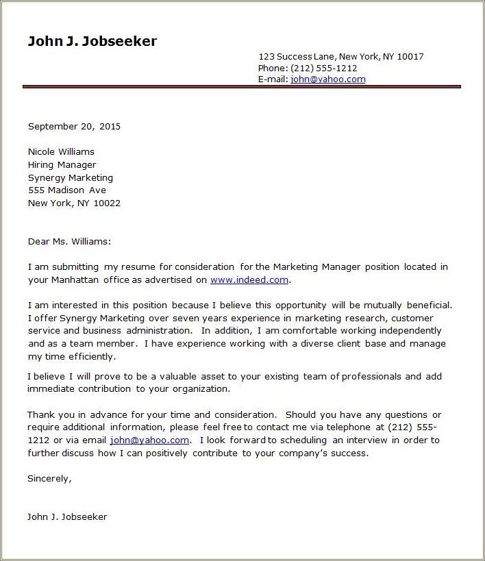 Examples of great resume cover letters resume example gallery