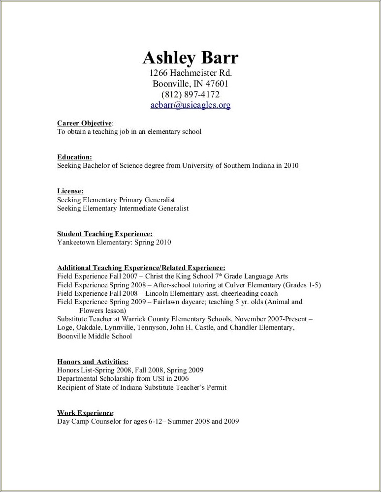 Examples Of High School Resumes With No Experience