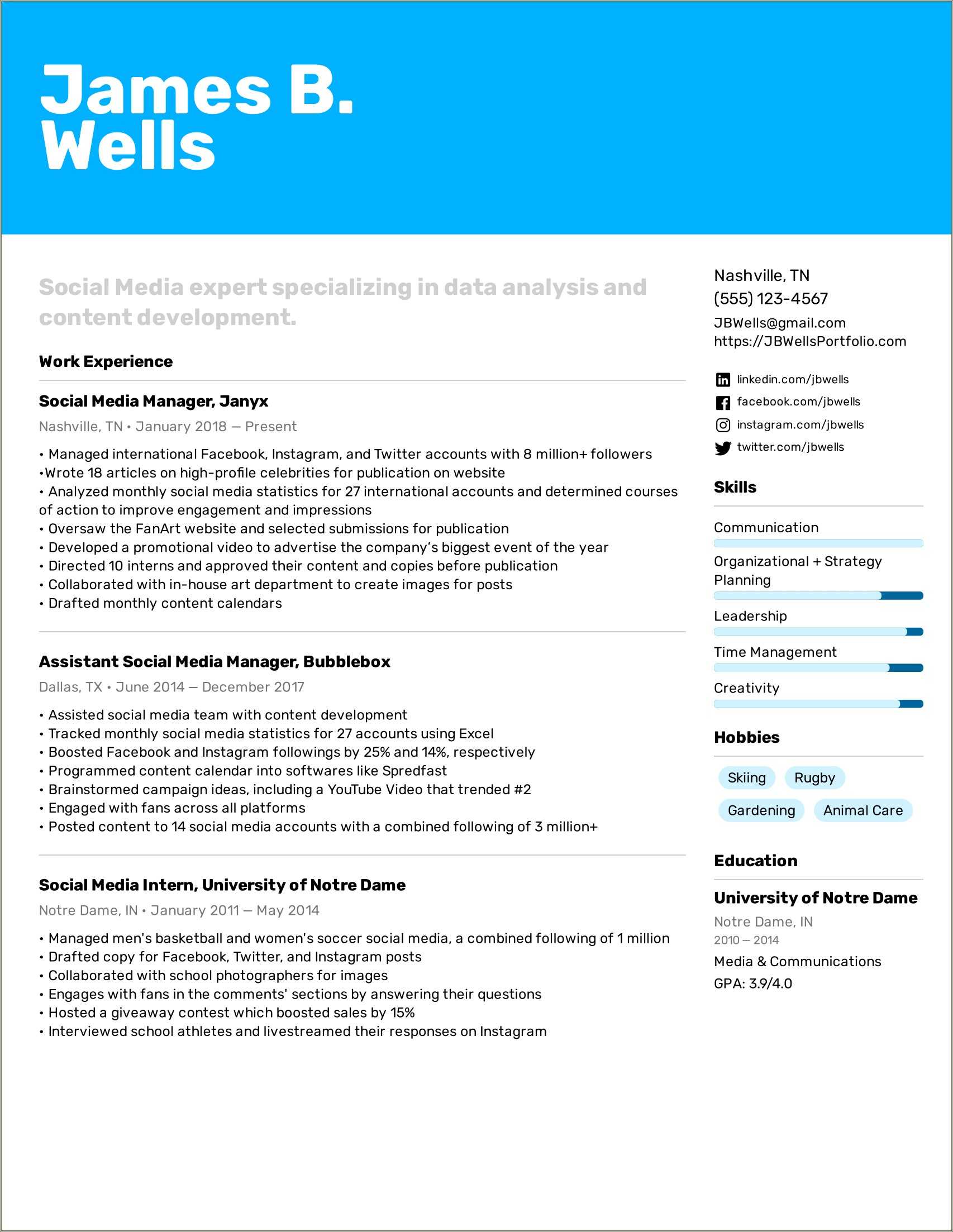 Examples of resumes in media resume example gallery