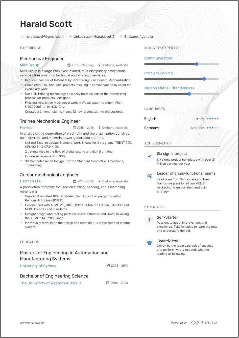 Experienced Mechanical Engineer Resume Objective