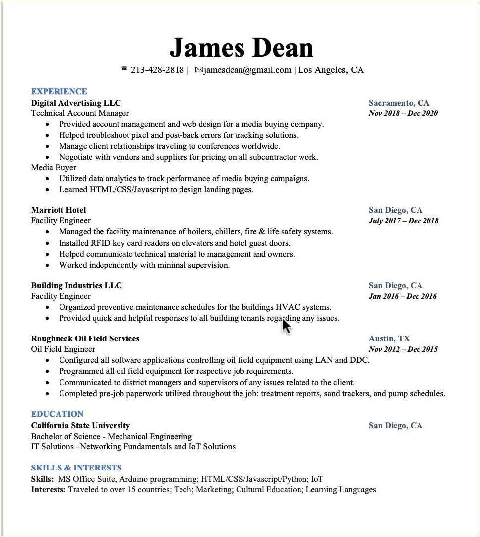 Facility Management Job Description For Resume
