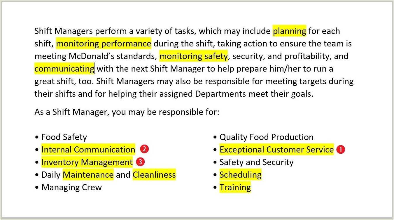 Fast Food Cashier Skills For Resume