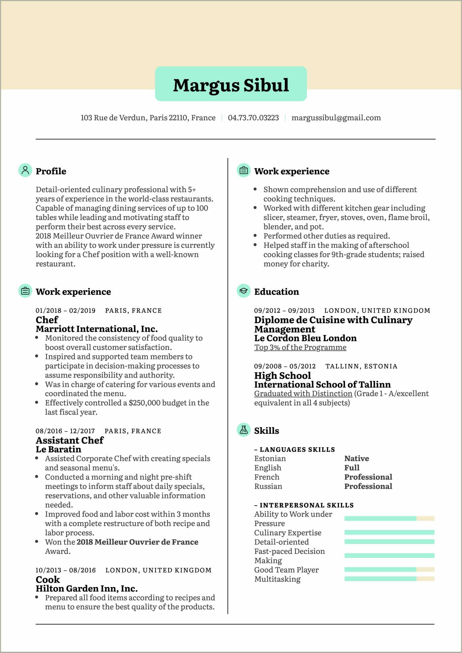 Fast Food Cook Job Description For Resume