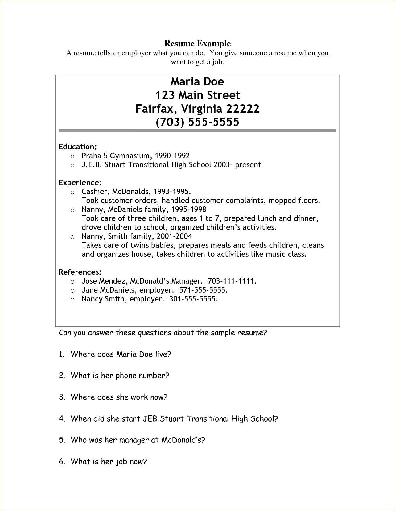 Fast Food Crew Member Objective For Resume