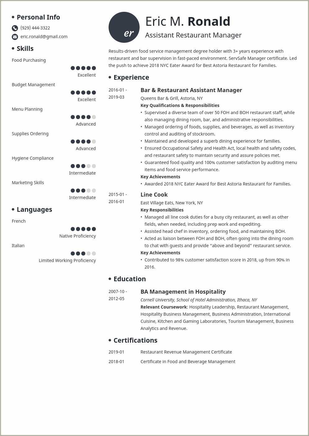 Fast Food Manager Skills For Resume