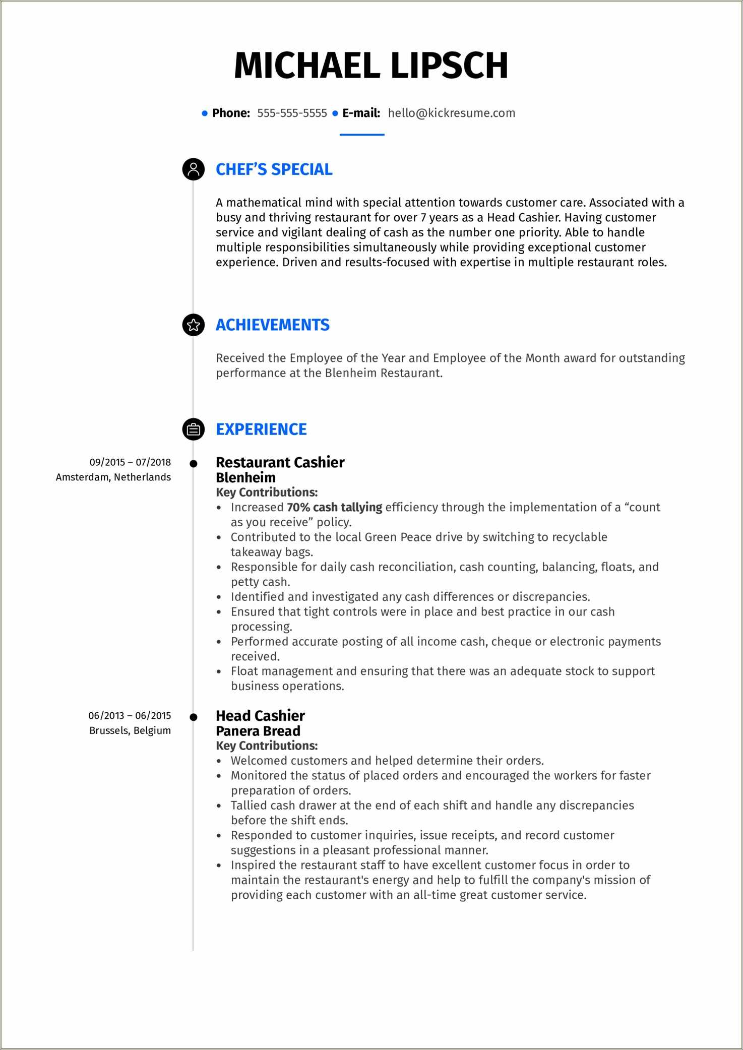 Fast Food Restaurant Description For Resume