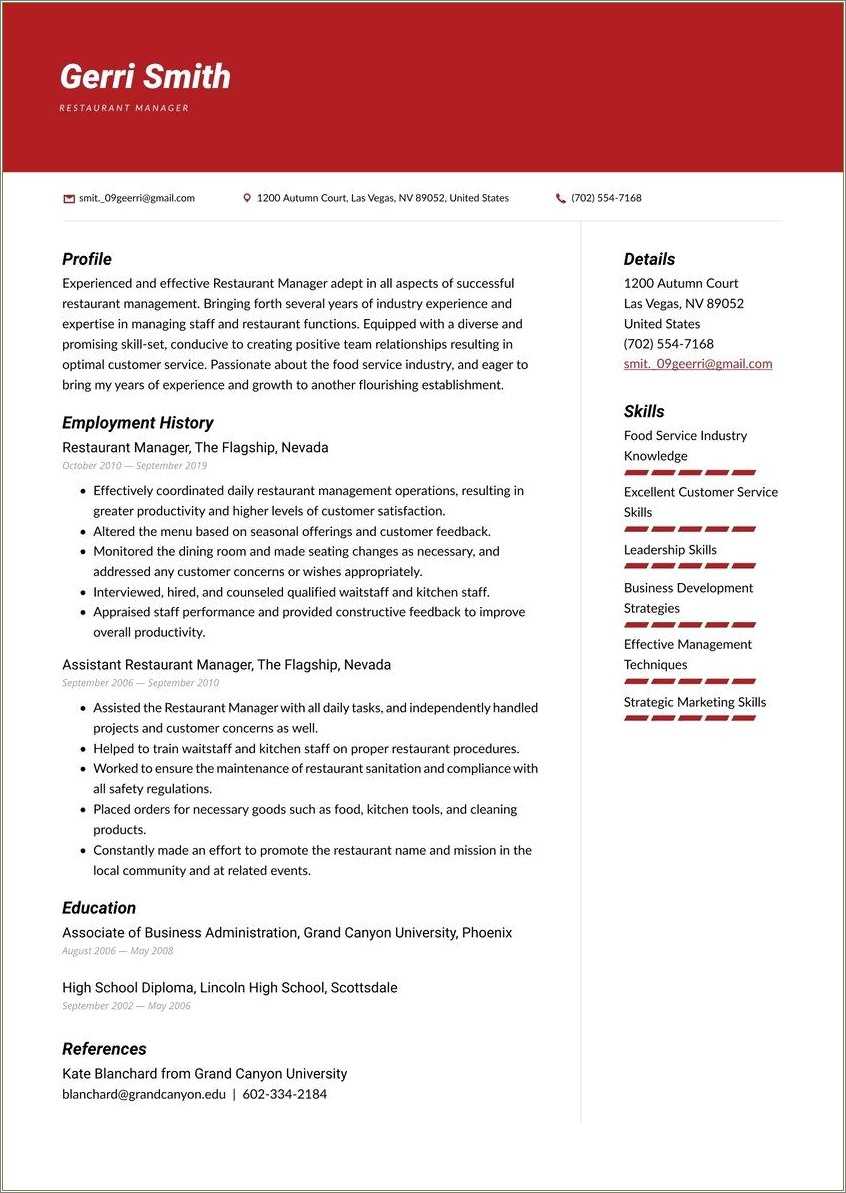 Fast Food Staff Job Description Resume