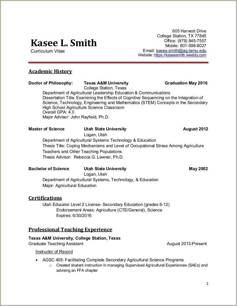 Ffa Experience On High School Resume Example