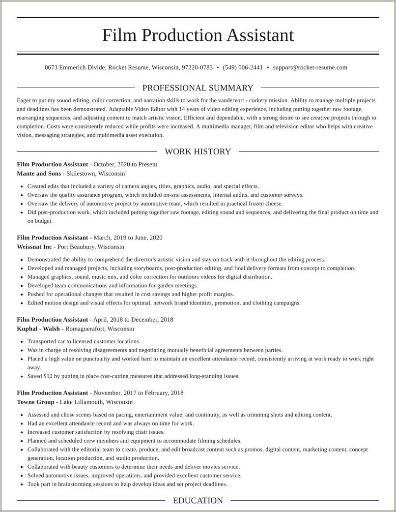 Film Crew Pa Resume Example Resume - Film Crew Pa Resume Example 