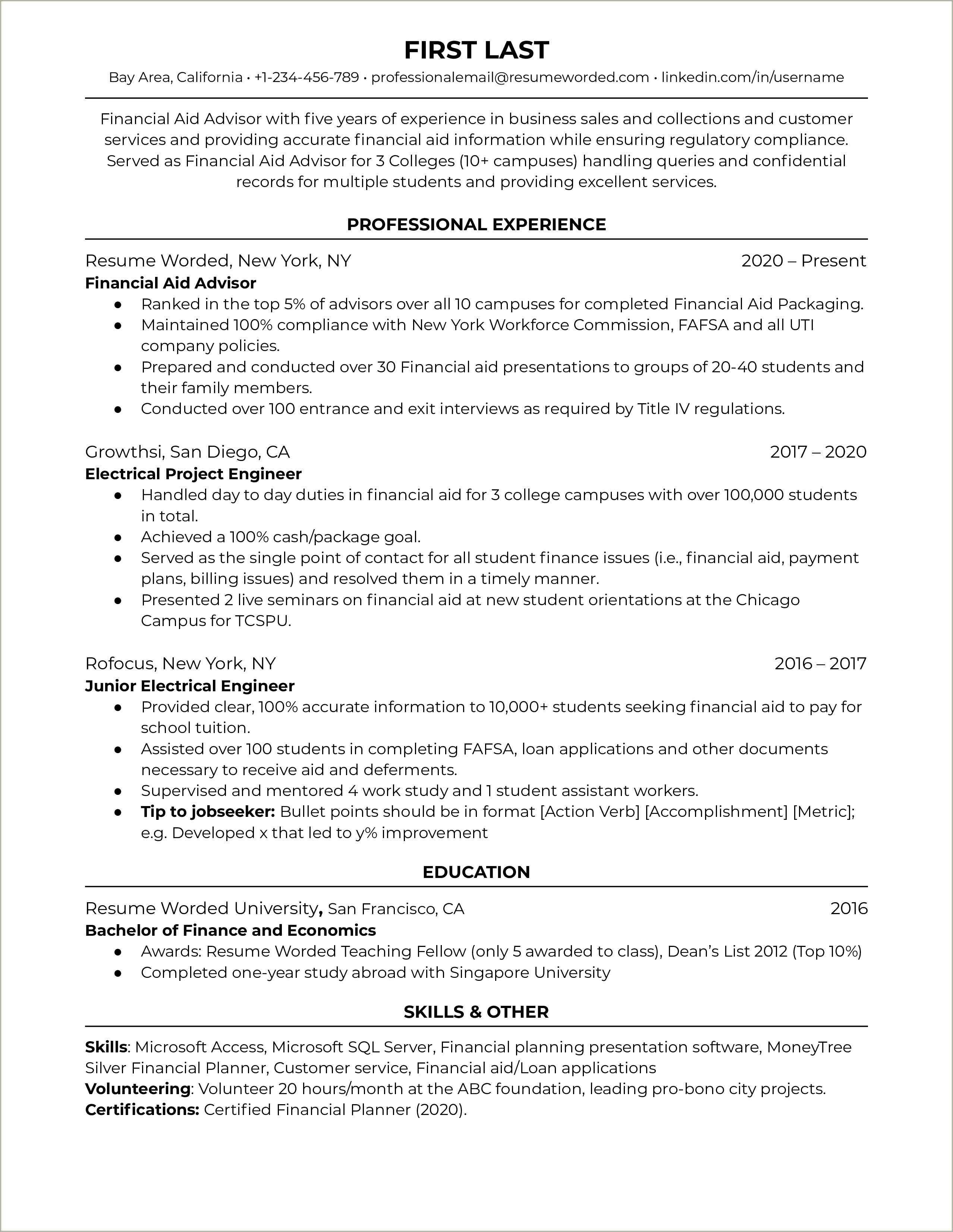 Financial Knowledge Skills On Resume