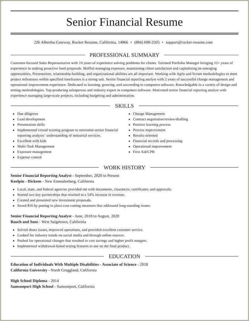 Financial Reporting Analyst Resume Sample