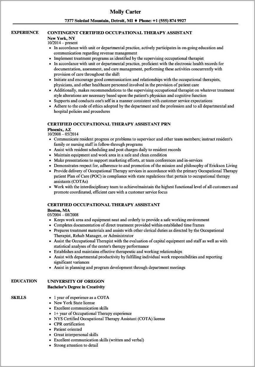 Find Cota Resumes Seeking Job California