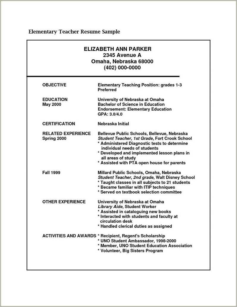 4th Grade Teacher Resume Examples Resume Example Gallery