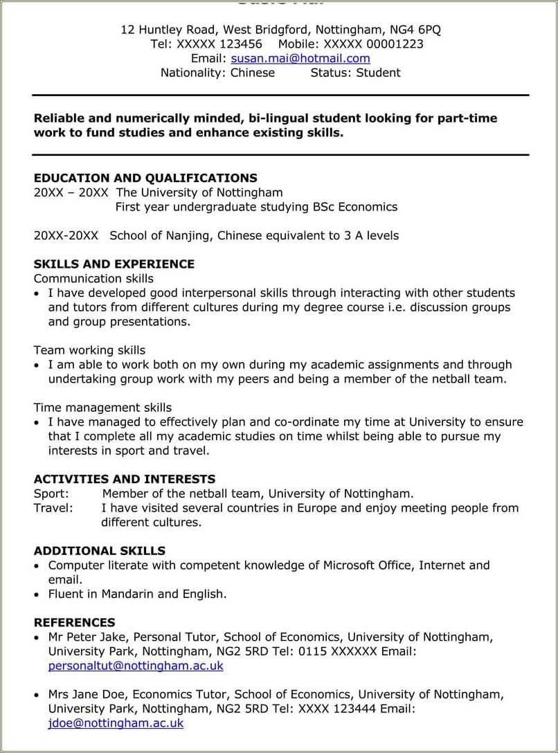 First Part Time Job Resume Sample - First Part Time Job Resume Sample 