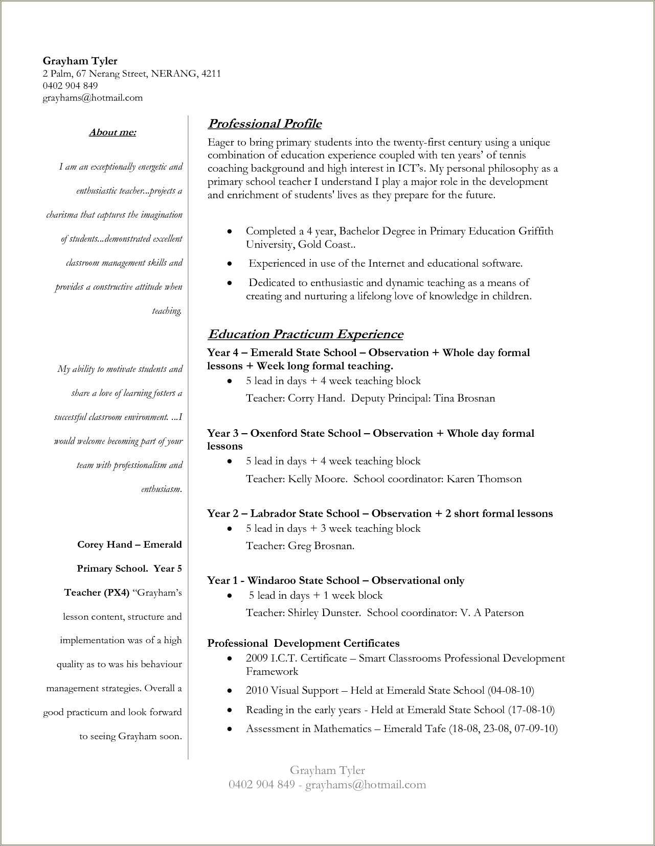 First Year Teachers Resume Example - First Year Teachers Resume Example