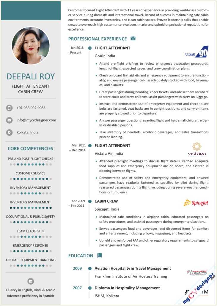 sample resume skills for flight attendant