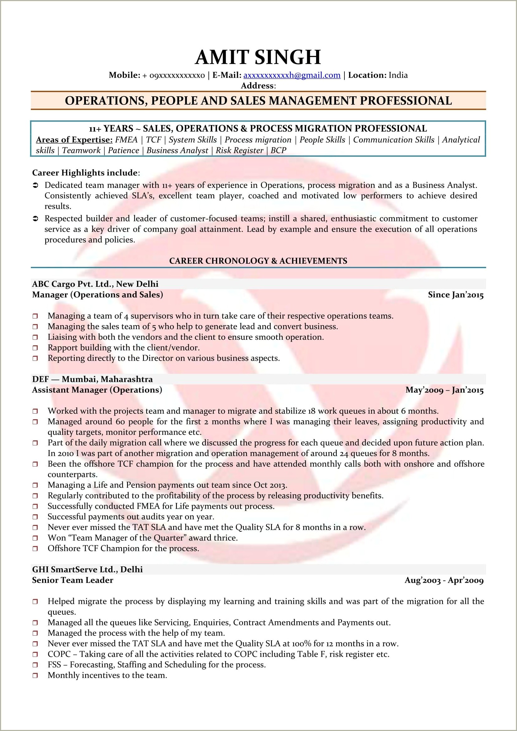 Food Industry Shift Leader Resume Job Description