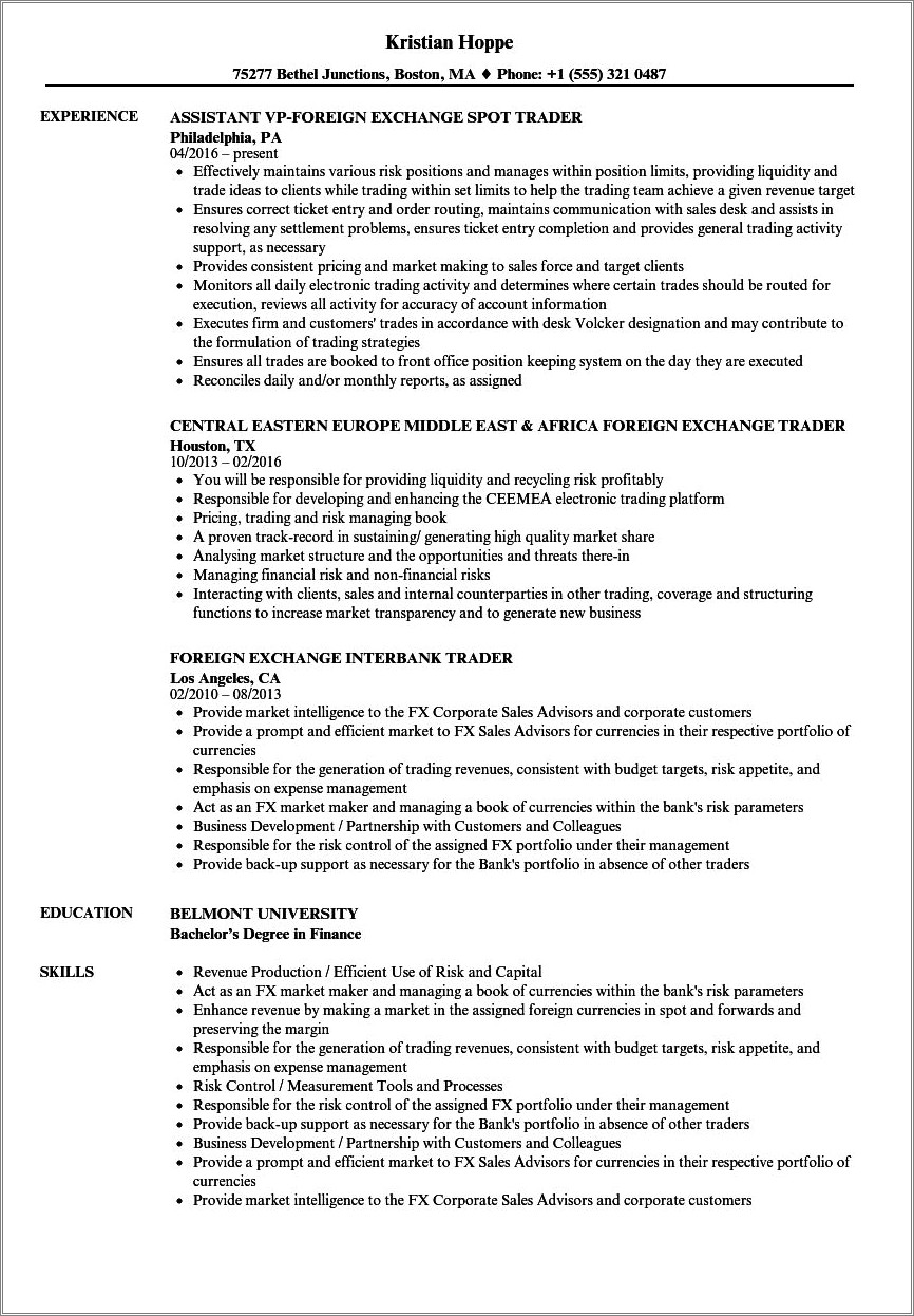 Foreign exchange cashier resume sample resume example gallery