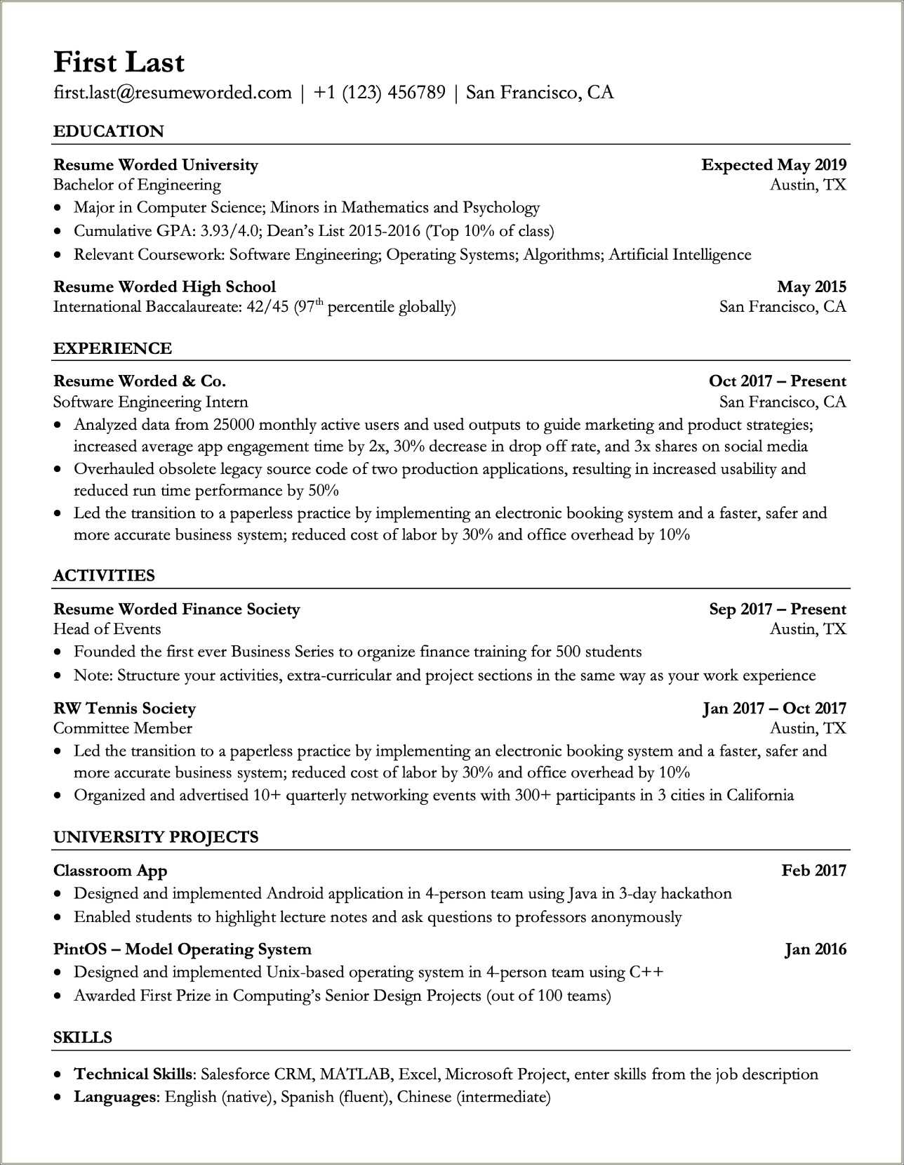 Free ats modern google docs resume templates resume example gallery