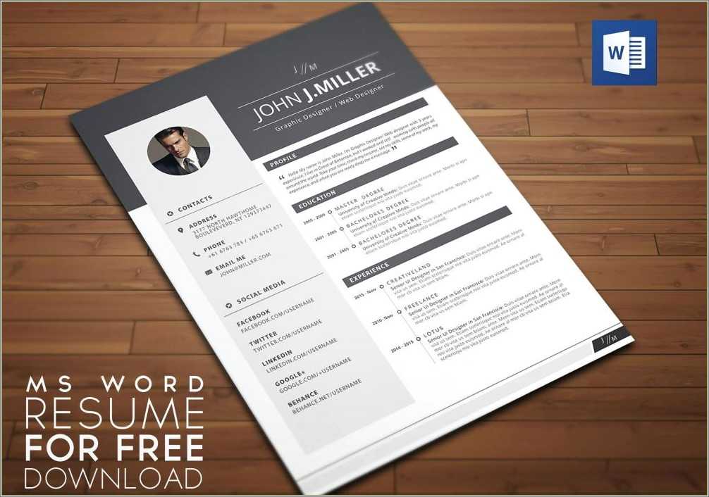 Free words document resume templates download resume example gallery