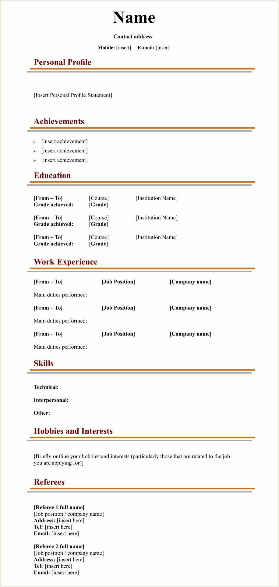 Free Fill In Resumes Printable Resume Example Gallery Free Fill In Resumes Printable Resume Example Gallery
