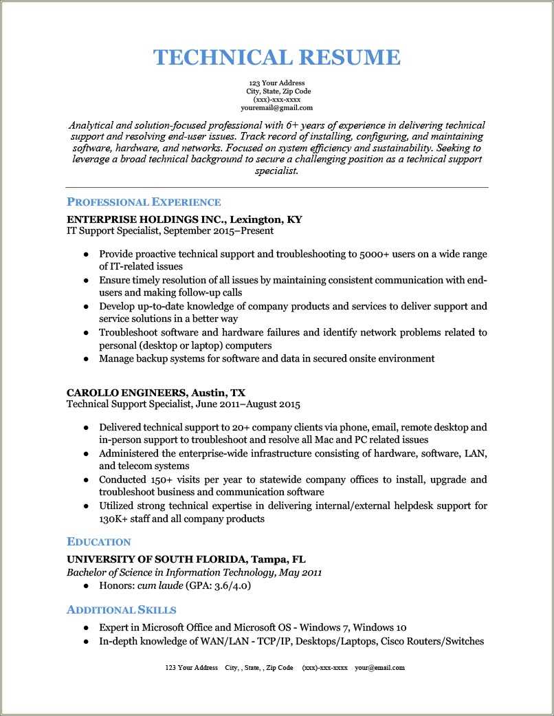Free Resume Format For Hardware And Networking