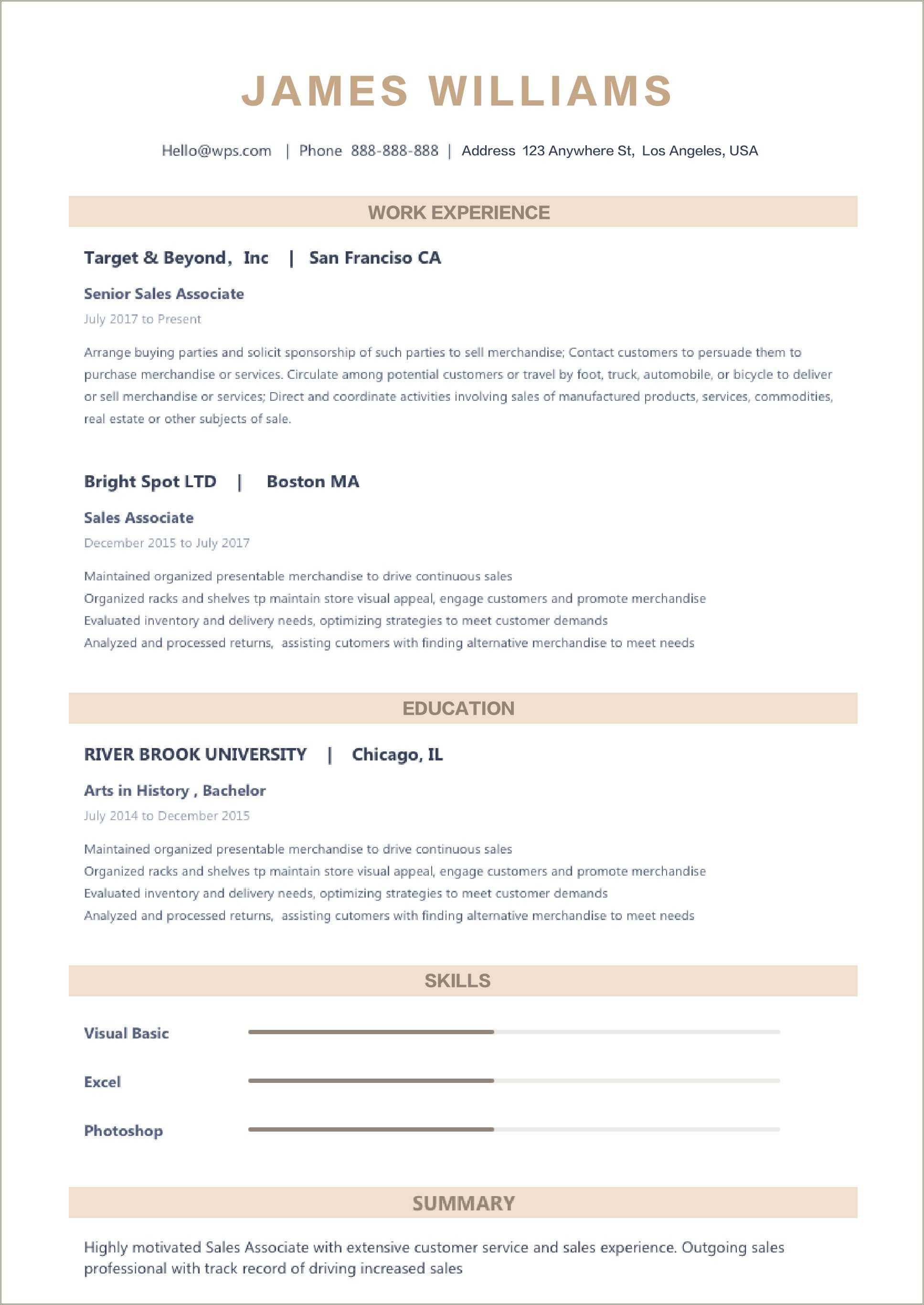 Free Resume Templates For Wps Downloads