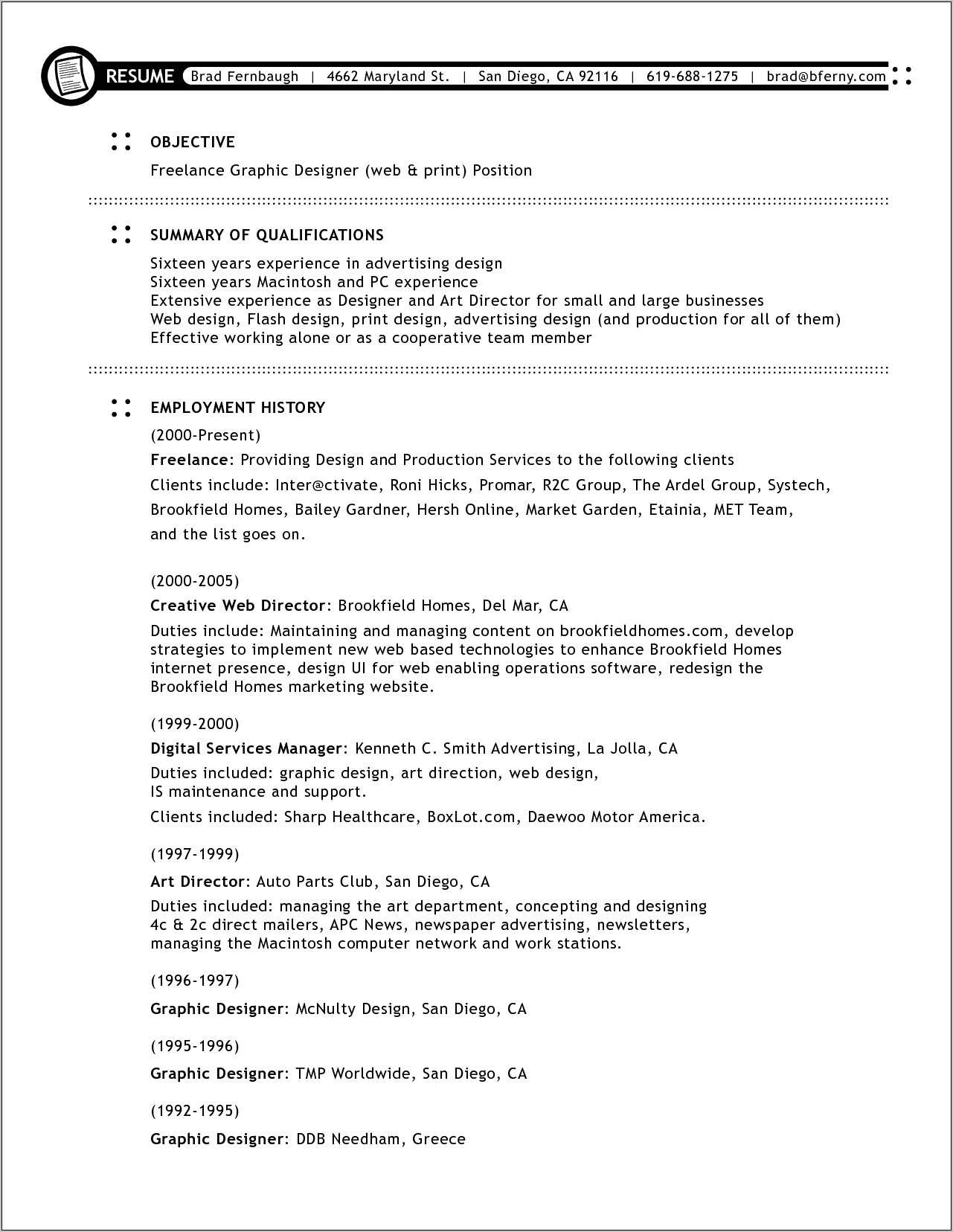 Freelance Graphic Designer Resume Sample Resume Example Gallery