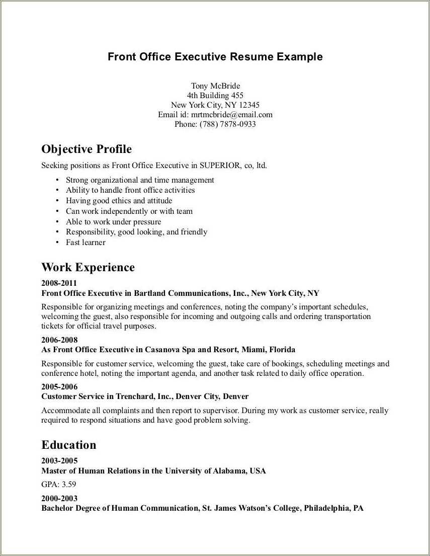 Front Desk Clerk Resume Example - Resume Example Gallery