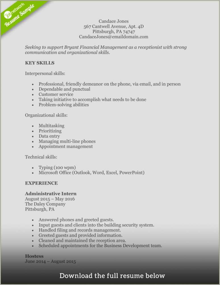 Front Desk Clerk Resume Sample - Resume Example Gallery