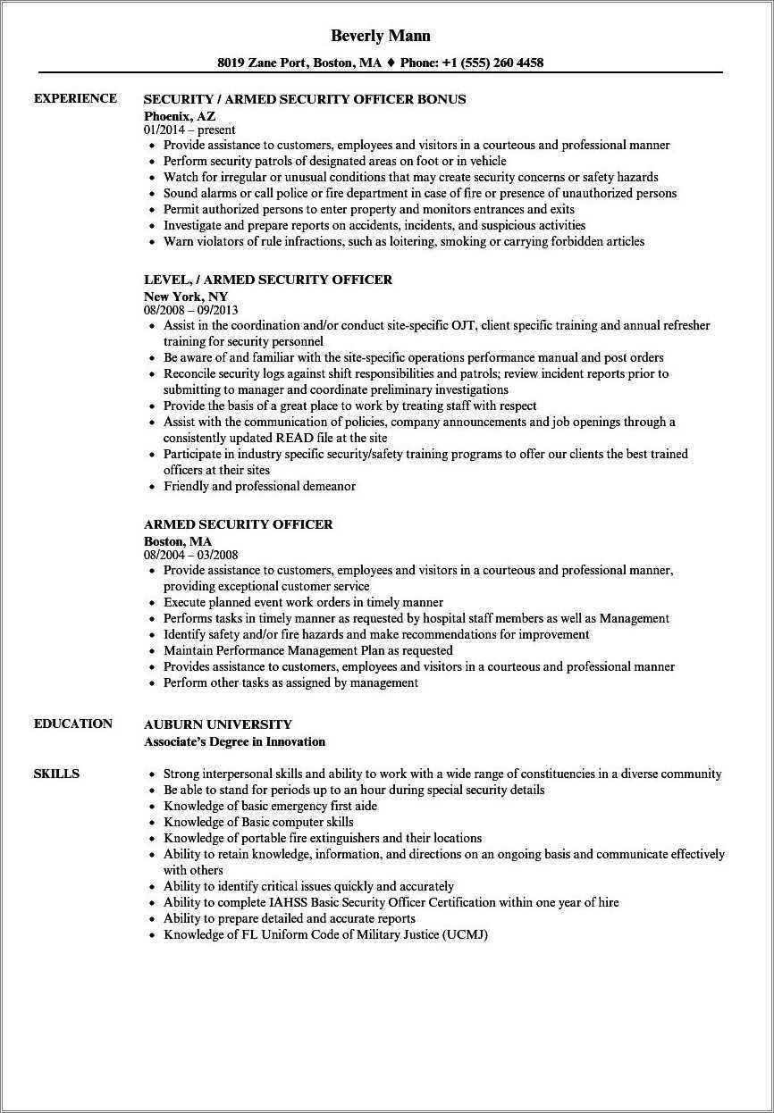 Good Objective For Security Guard Resume Resume Example Gallery