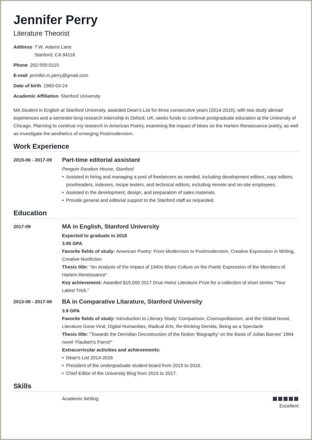Example Of Good Resume Objective - Good Statement For Objective On Resume 