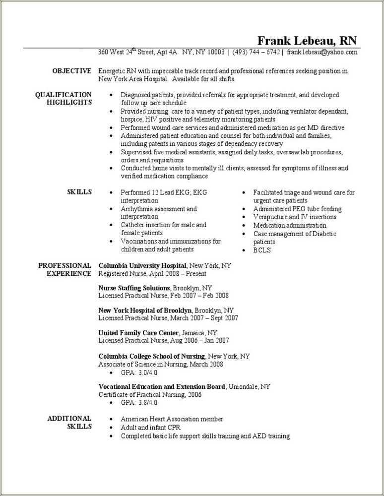 Graduate Registered Nurse Resume Examples