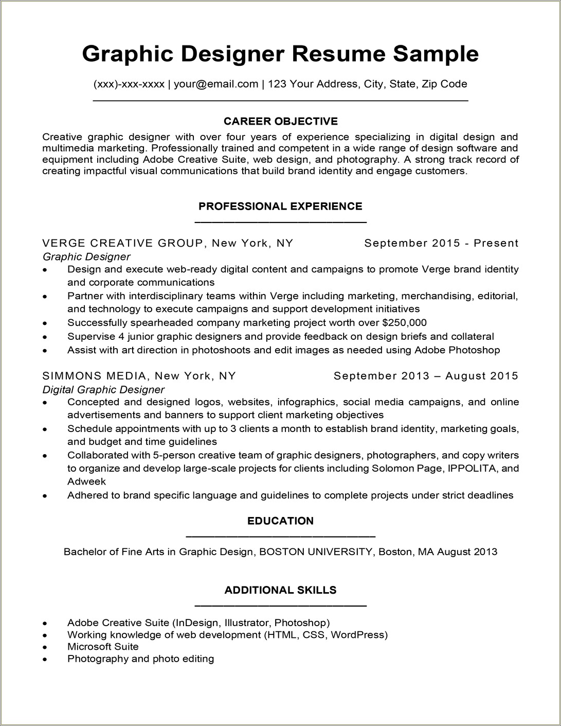 Graphic Designer Job Resume Samples