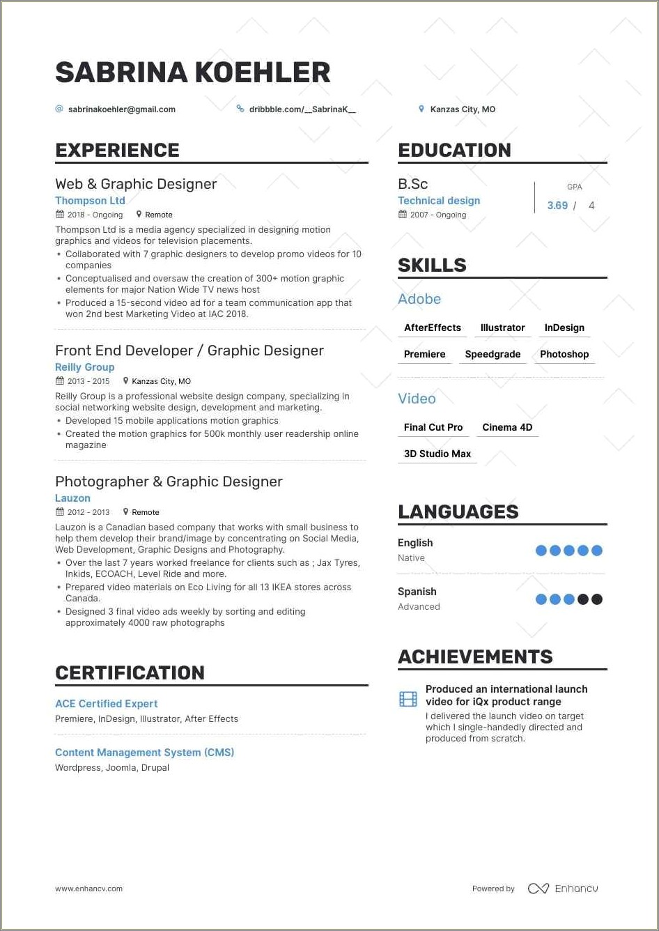 Graphic Designer Resume Objective Example