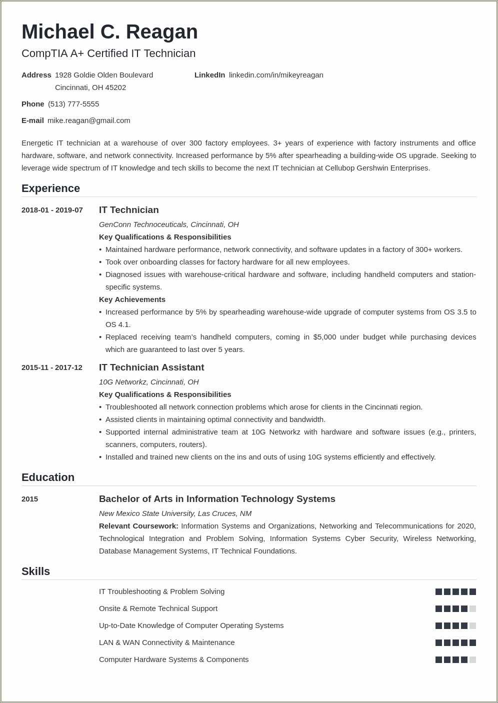 Hardware And Networking Resume Skills