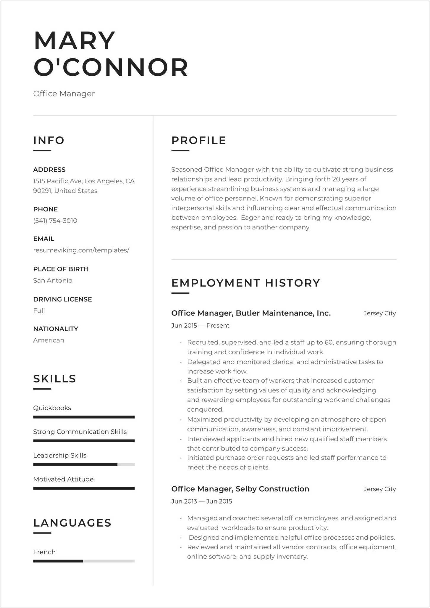 Helpful Words For A Resume For Office Manager Resume Example Gallery