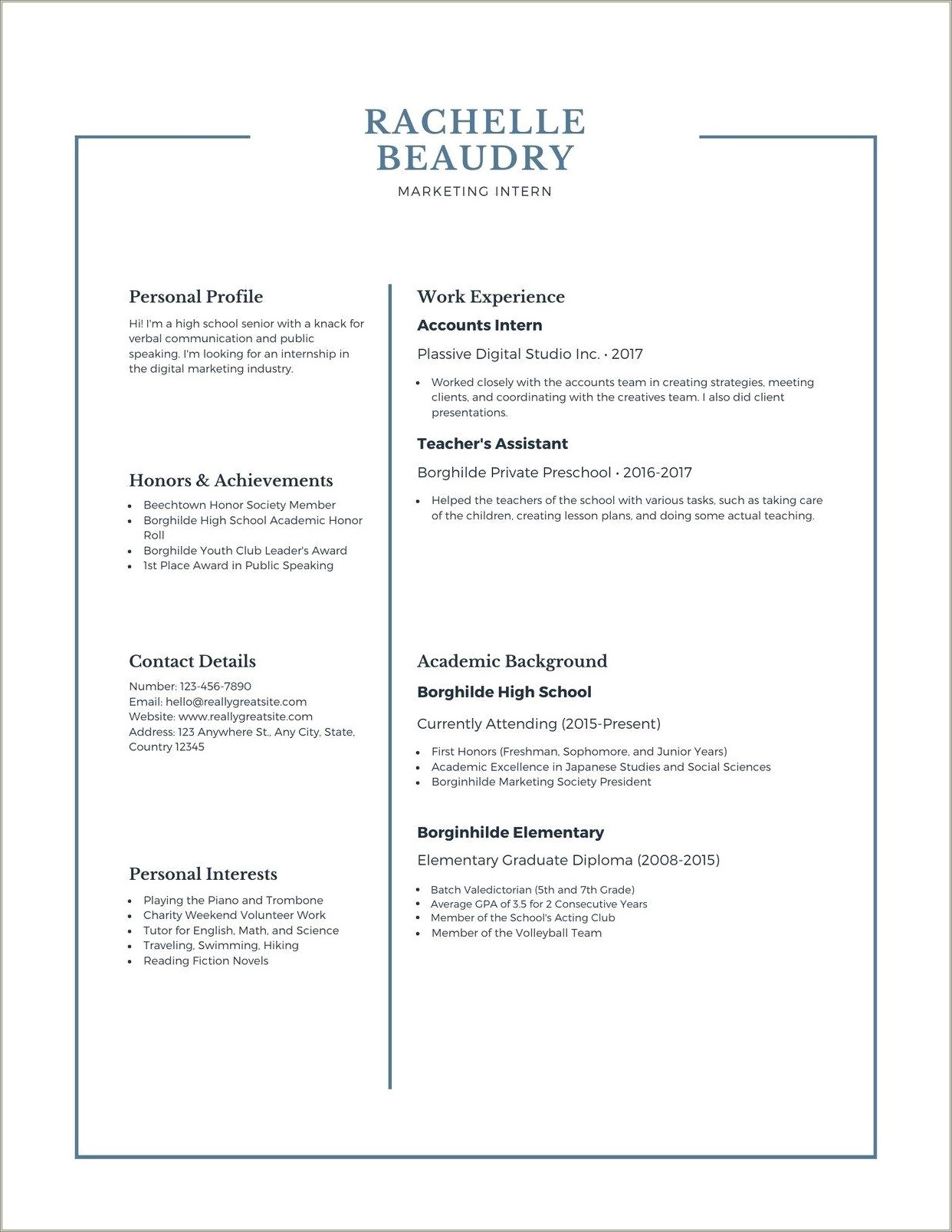 High High School Resume Examples